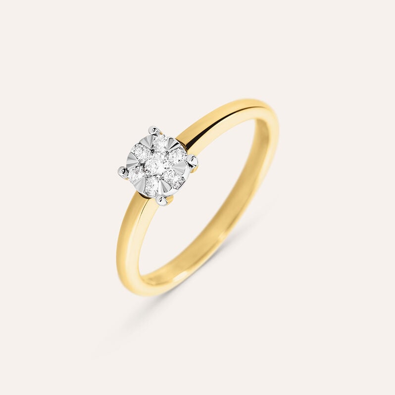 Anello Solitario Petali Oro Giallo Diamante - Anelli con Pietre Donna | Stroili