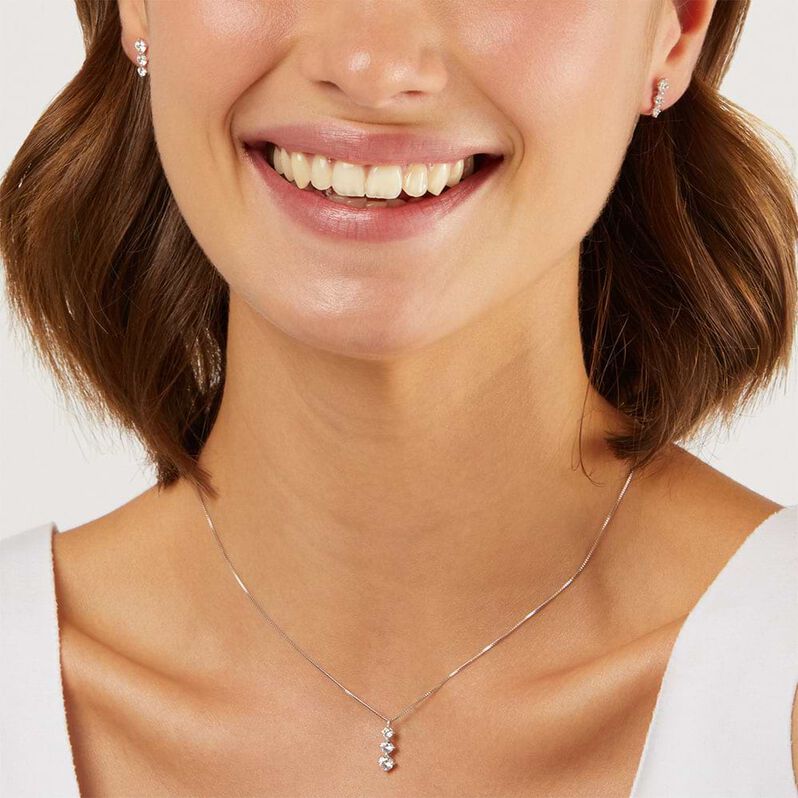 Orecchini Pendenti Trilogy Claire Oro Bianco Cubic Zirconia - Orecchini Pendenti Donna | Stroili