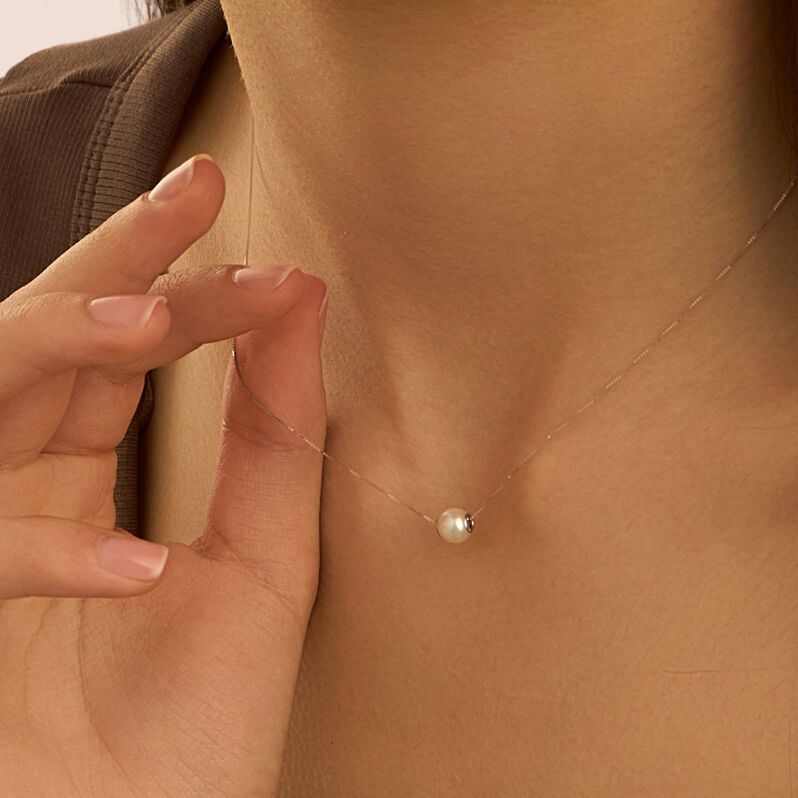 Collana Gabrielle Oro Bianco Perla D'Acqua Dolce - Collane Donna | Stroili