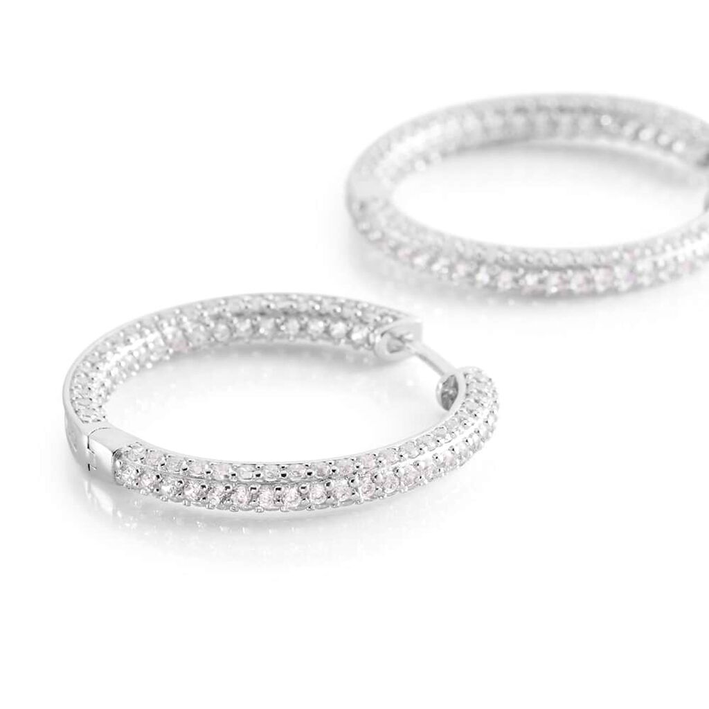 Orecchini A Cerchio Silver Shine Argento Rodiato Cubic Zirconia - Orecchini a Cerchio Donna | Stroili