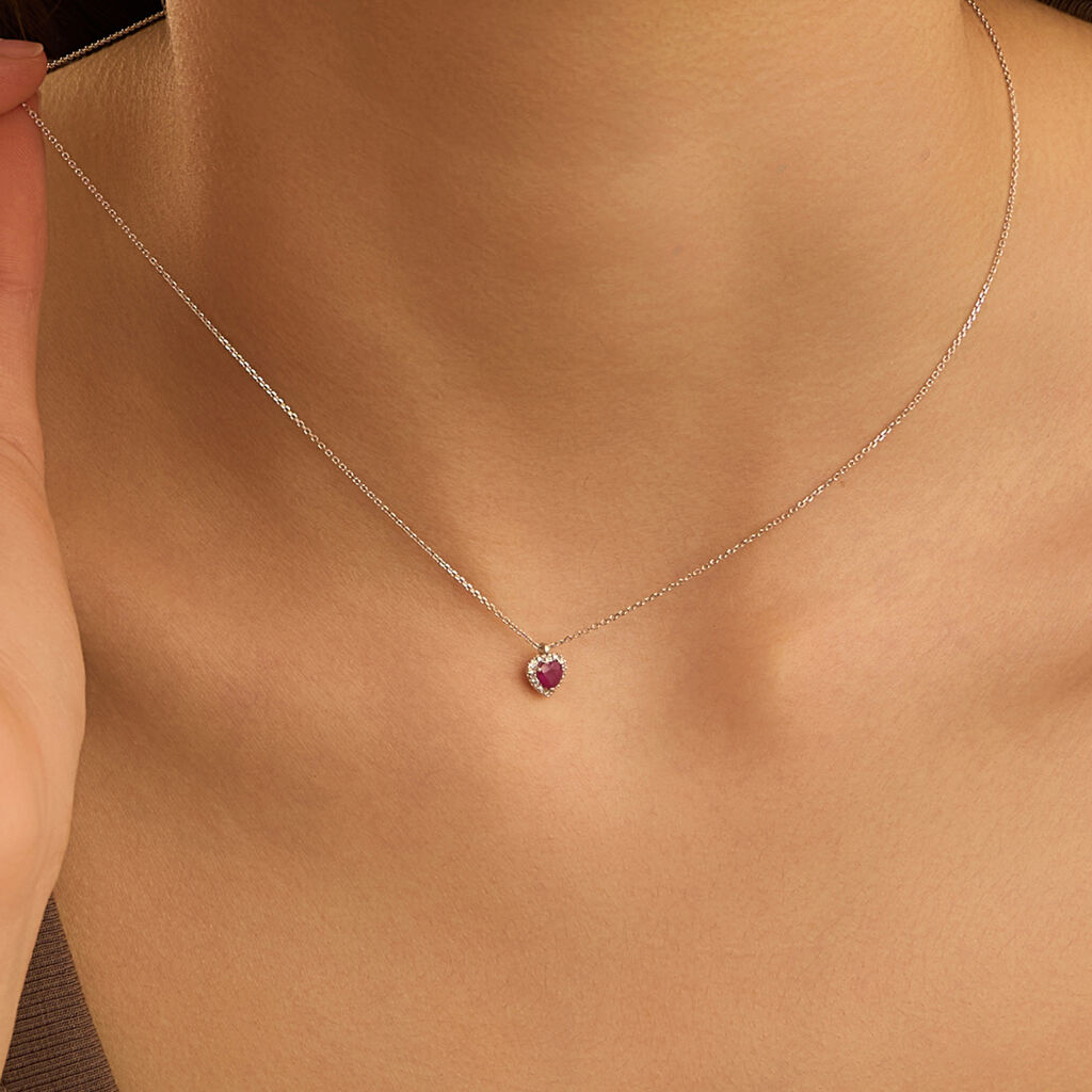 Collana Charlotte Oro Bianco Rubino Diamante