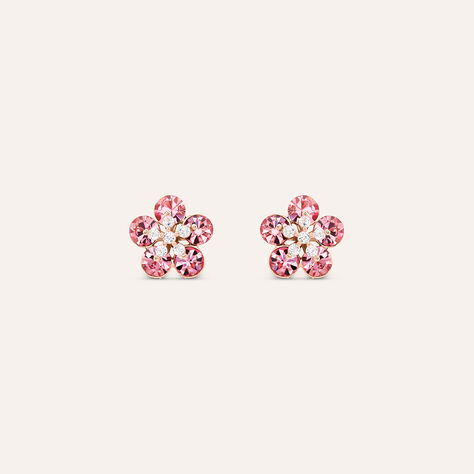 Orecchini Lobo Romantic Shine Ottone Rosa Cristallo - Orecchini a Lobo Donna | Stroili