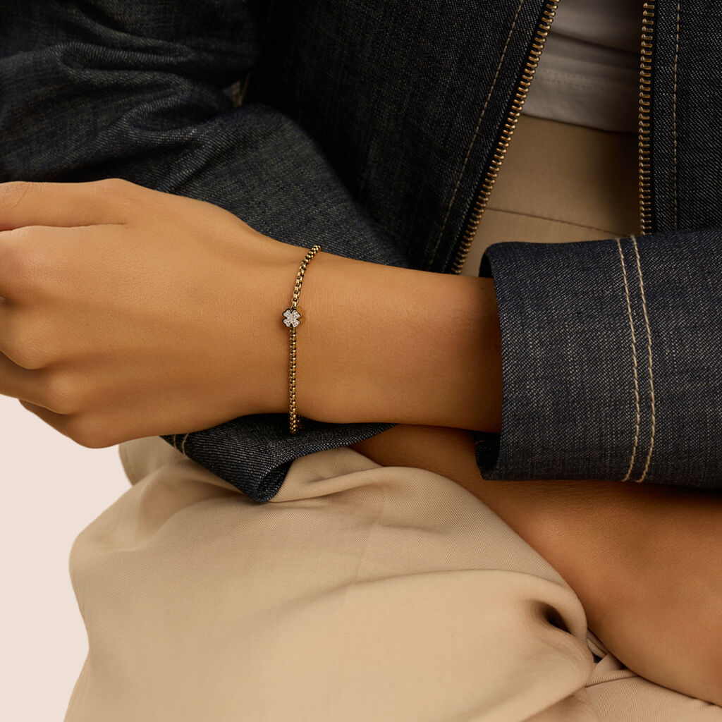 Bead Essential Code Acciaio Dorato Cristallo