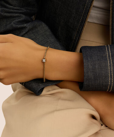 Bead Essential Code Acciaio Dorato Cristallo