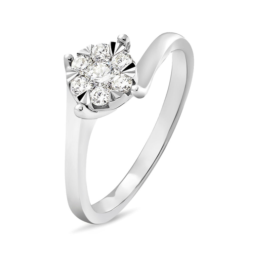 Anello Solitario Petali Oro Bianco Diamante