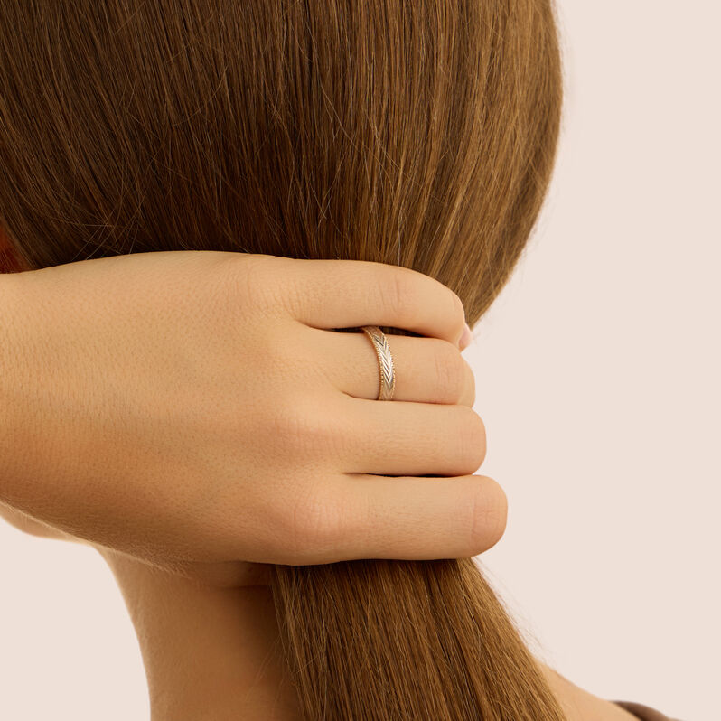 Fede Classica Diamantata 3.5 mm Oro Bicolore - Anelli con Incisione Donna | Stroili