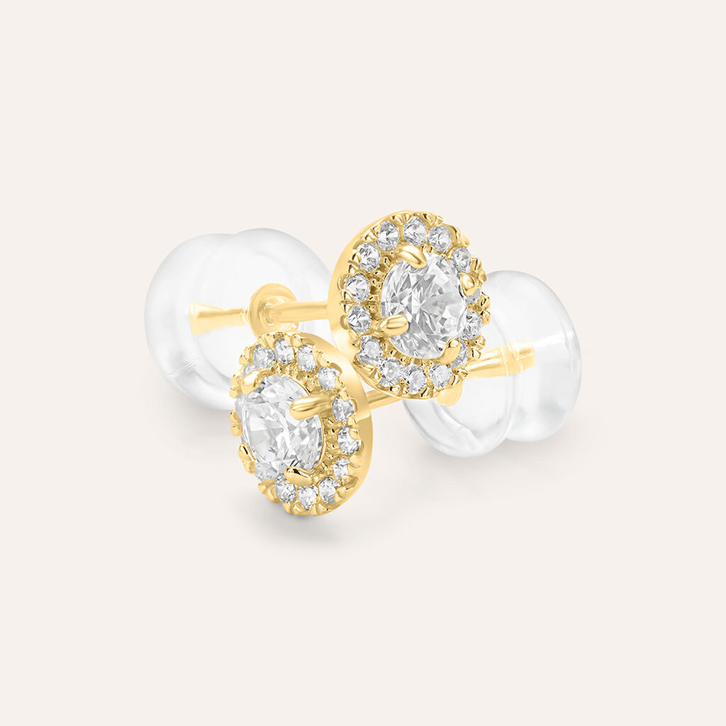 Orecchini Lobo Punto Luce Bon Ton Oro Giallo Cubic Zirconia