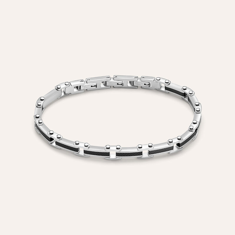 Bracciale Man Code Acciaio Bicolore Bianco / Nero Cristallo - Bracciali Uomo | Stroili