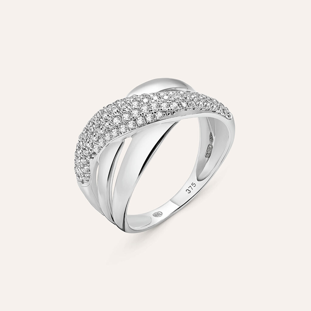 Anello Fascia Claire Oro Bianco Cubic Zirconia - Anelli a Fascia Larga Donna | Stroili