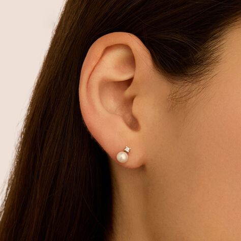 Orecchini Lobo Gabrielle Oro Bianco Perla D'Acqua Dolce Cubic Zirconia - Orecchini a Lobo Donna | Stroili