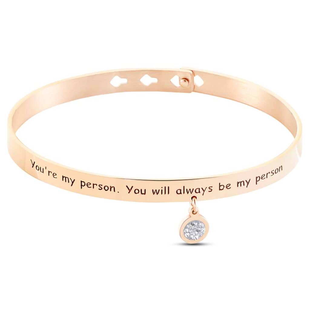 Bangle Lady Message Acciaio Rosa Cristallo - Bracciali Rigidi Donna | Stroili