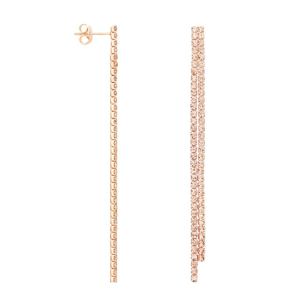 Orecchini Pendenti Tennis Romantic Shine Metallo Rosa Cristallo - Orecchini Pendenti Donna | Stroili