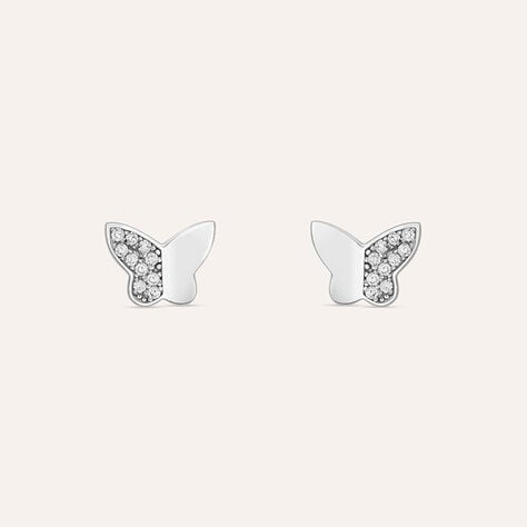 Orecchini Lobo Claire Oro Bianco Cubic Zirconia - Orecchini a Lobo Donna | Stroili