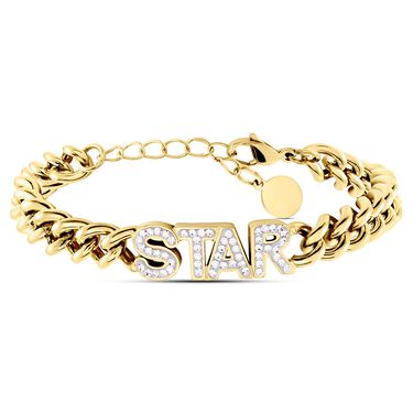 Bracciale Lady Message Acciaio Dorato Destiny e Cristalli