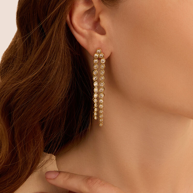 Orecchini Pendenti Aura Acciaio Dorato Cubic Zirconia - Orecchini Pendenti Donna | Stroili