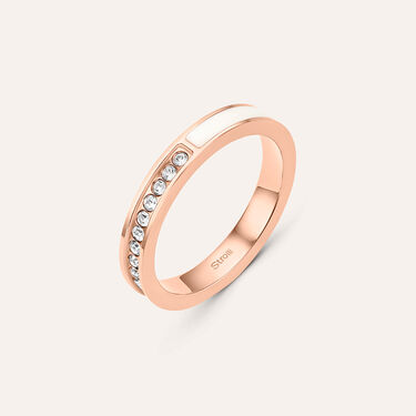Anello Semi-eternity Lady Sweet Acciaio Rosa Cristallo