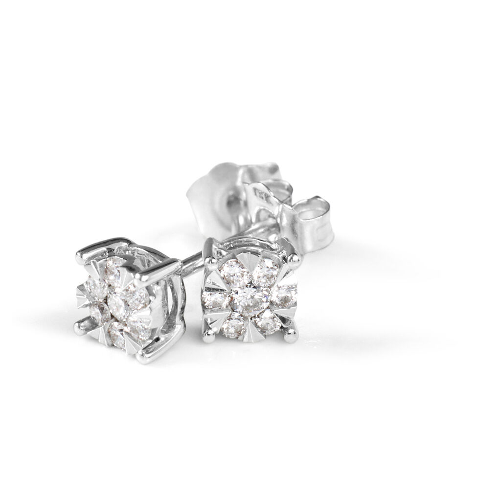Orecchini Lobo Punto Luce Petali Oro Bianco Diamante - Orecchini a Lobo Donna | Stroili