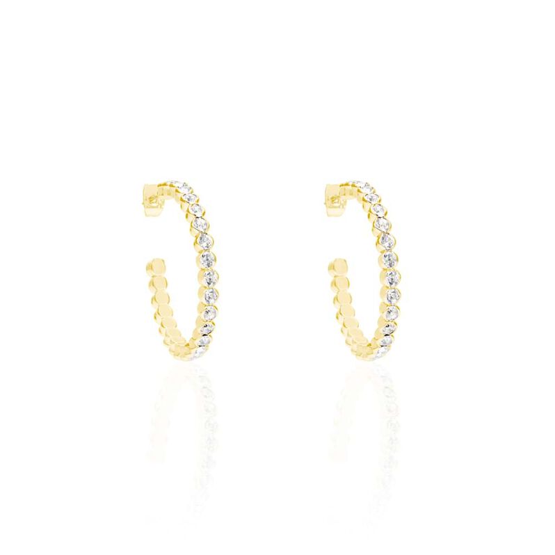 Orecchini a cerchio in metallo dorato e cristalli - Orecchini a Cerchio Donna | Stroili