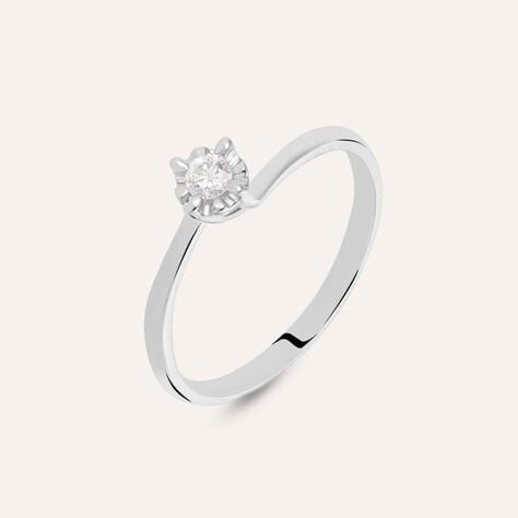 Anello Solitario Valentino In Oro Bianco Con Diamante 0,10 Ct - Anelli con Pietre Donna | Stroili