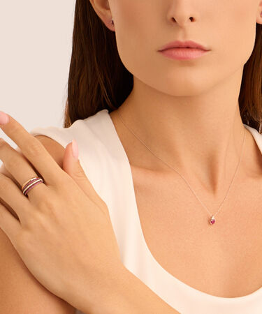 Anello Fascia Elizabeth Crown Oro Bianco Rubino Diamante