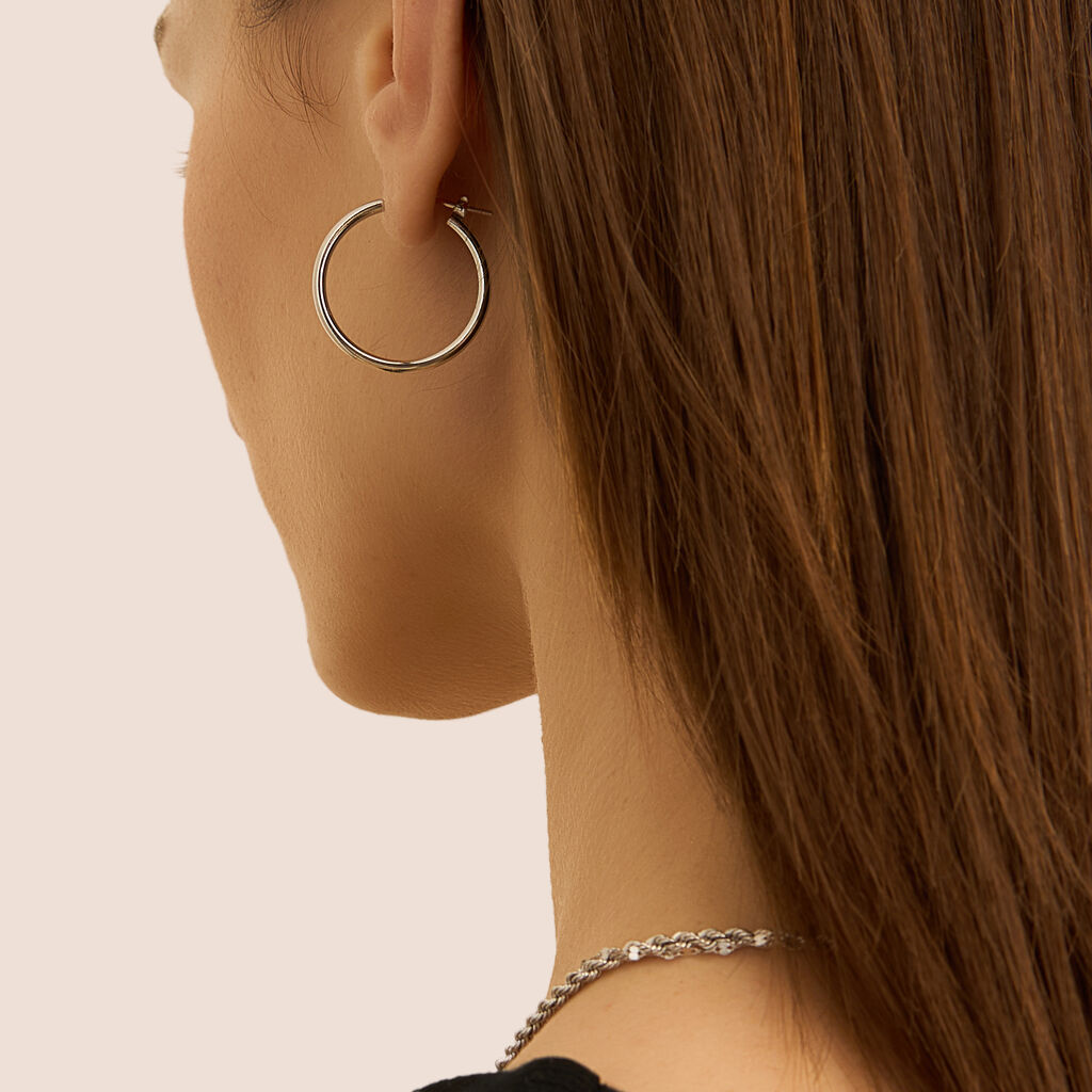 Orecchini A Cerchio Silver Collection Argento Rodiato