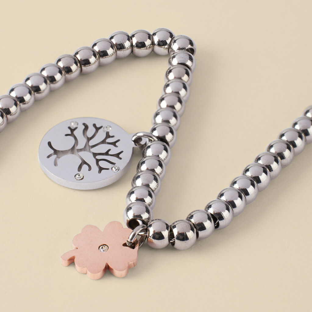 Bracciale Lady Chic Acciaio Bicolore Bianco / Rosa Cristallo - Bracciali Donna | Stroili