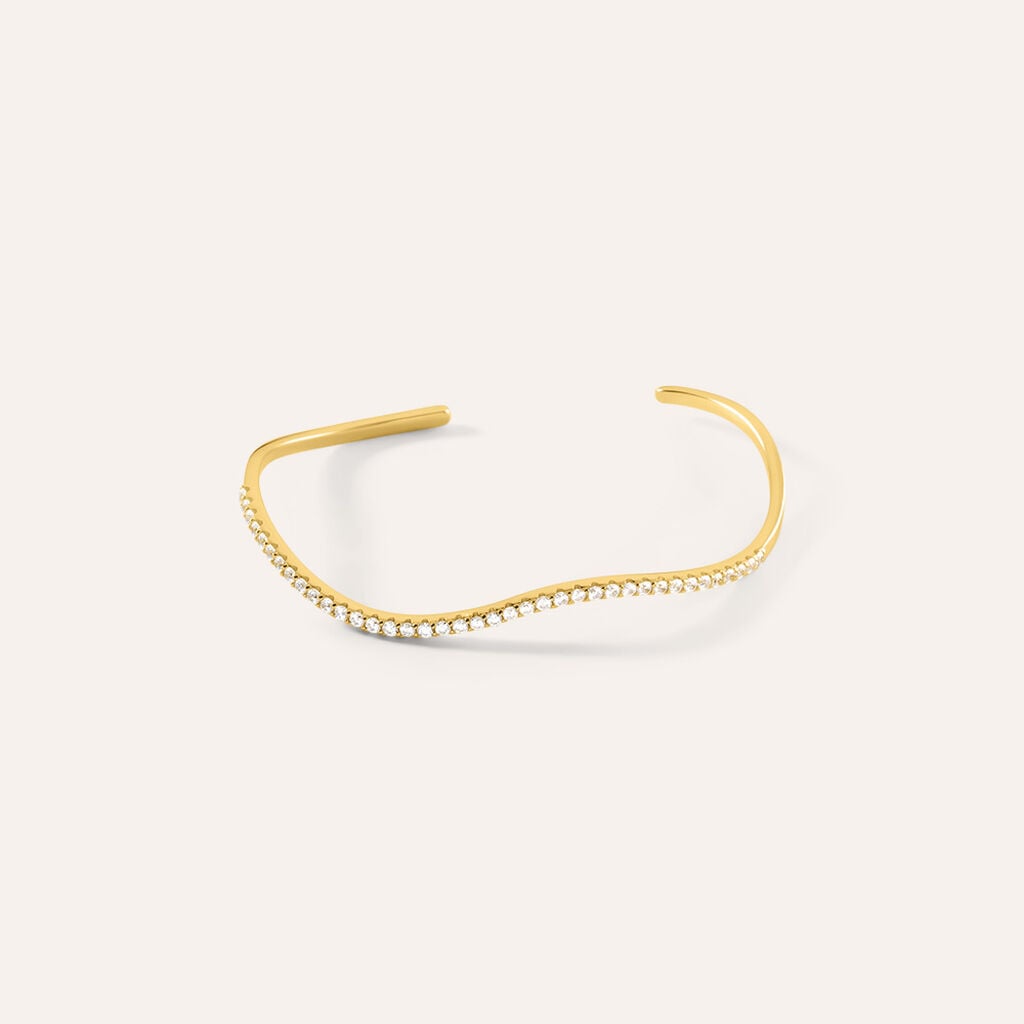 Bangle Silver Glow Argento Dorato Cubic Zirconia