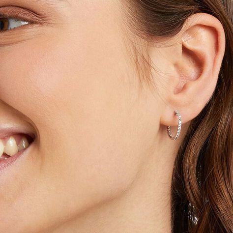 Orecchini A Cerchio Claire Oro Bianco Cubic Zirconia - Orecchini a Cerchio Donna | Stroili