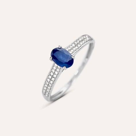 Anello Solitario Charlotte Oro Bianco Zaffiro Diamante - Anelli con Pietre Donna | Stroili