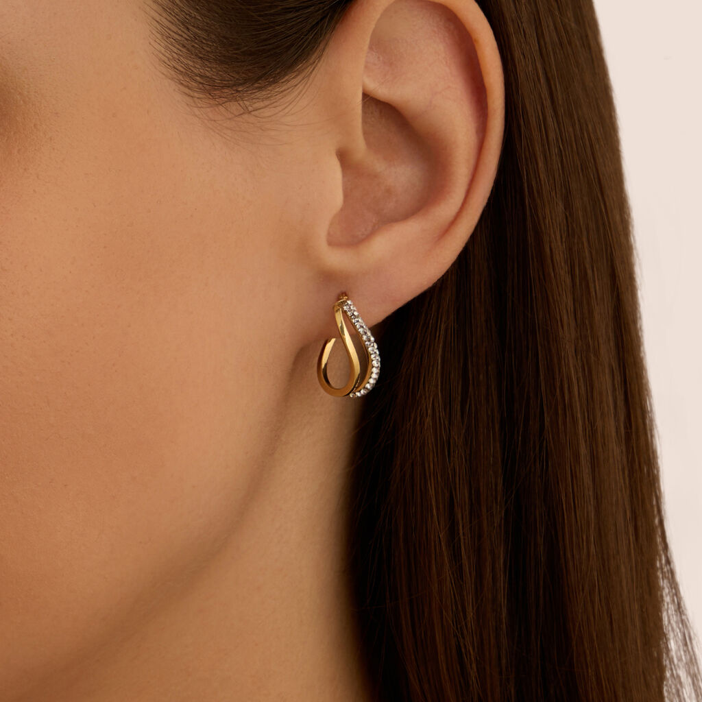 Orecchini A Cerchio Toujours Oro Giallo Cristallo