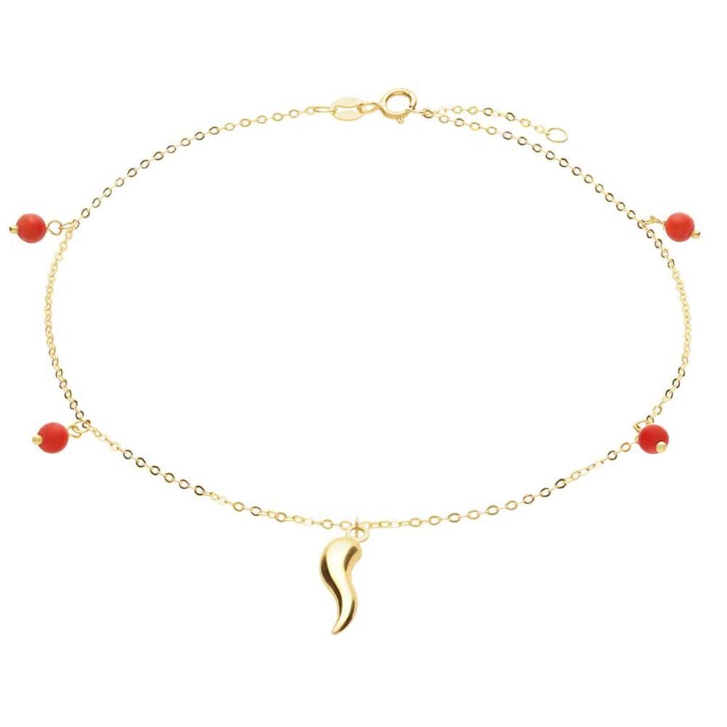 Cavigliera Beverly Oro Giallo Pasta di Corallo