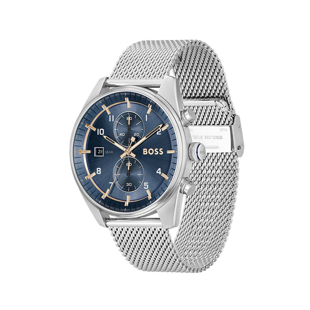 Orologio Al Quarzo Hugo Boss Skytraveller 1514149 - Orologi a Maglia Milanese Uomo | Stroili
