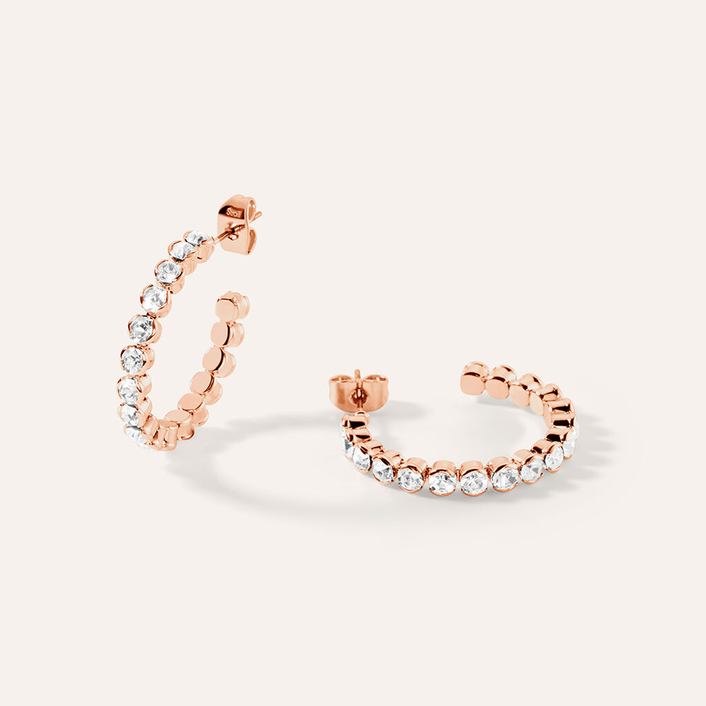 Orecchini A Cerchio Romantic Shine Metallo Rosa Cristallo - Orecchini a Cerchio Donna | Stroili
