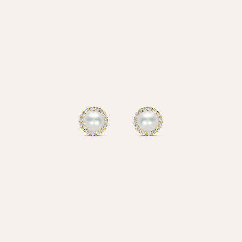 Orecchini Lobo Bon Ton Oro Giallo Perla D'Acqua Dolce Cubic Zirconia - Orecchini a Lobo Donna | Stroili