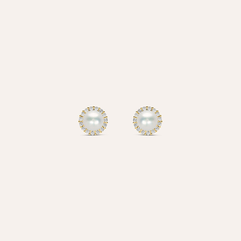 Orecchini Lobo Bon Ton Oro Giallo Perla D'Acqua Dolce Cubic Zirconia - Orecchini a Lobo Donna | Stroili
