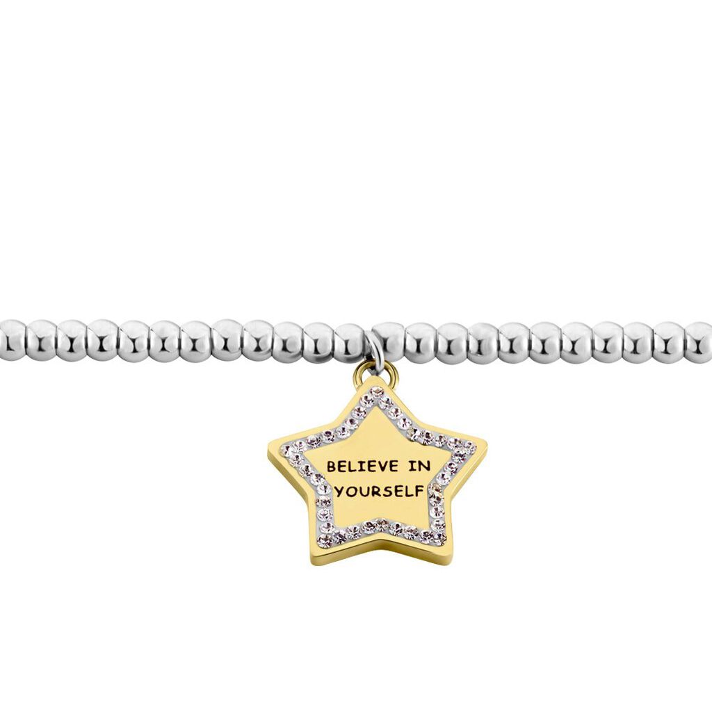 Bracciale Lady Message Acciaio Bicolore Giallo / Bianco Cristallo - Bracciali Donna | Stroili