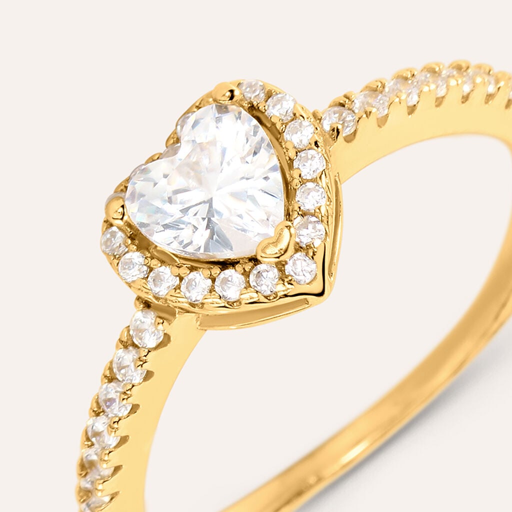 Anello Solitario Silver Glow Argento Dorato Cubic Zirconia