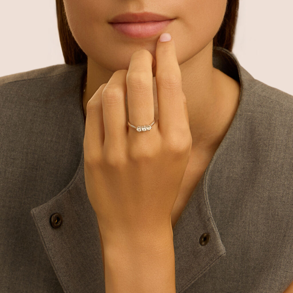 Anello Trilogy Diamazing Oro Bianco Diamante