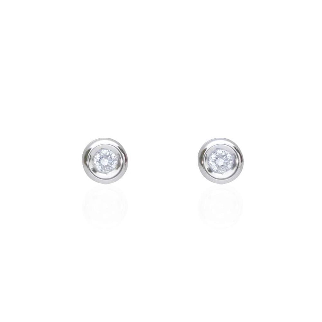 Orecchini lobo punto luce in oro bianco e brillante 0.06 ct - Orecchini Pendenti Donna | Stroili
