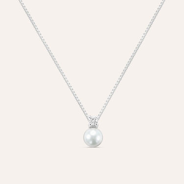 Collana Silver Pearls Argento Rodiato Perla sintetica Cubic Zirconia
