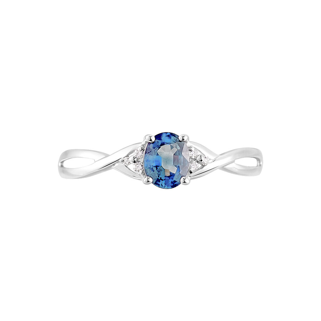 Anello Charlotte Oro Bianco Zaffiro Diamante