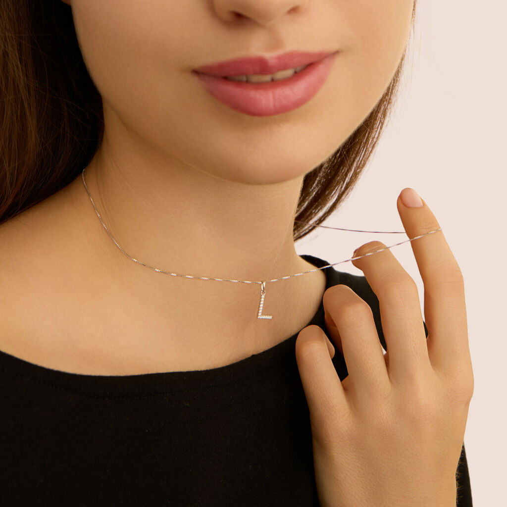 Pendente Poème Oro Bianco Cubic Zirconia - Ciondoli Donna | Stroili