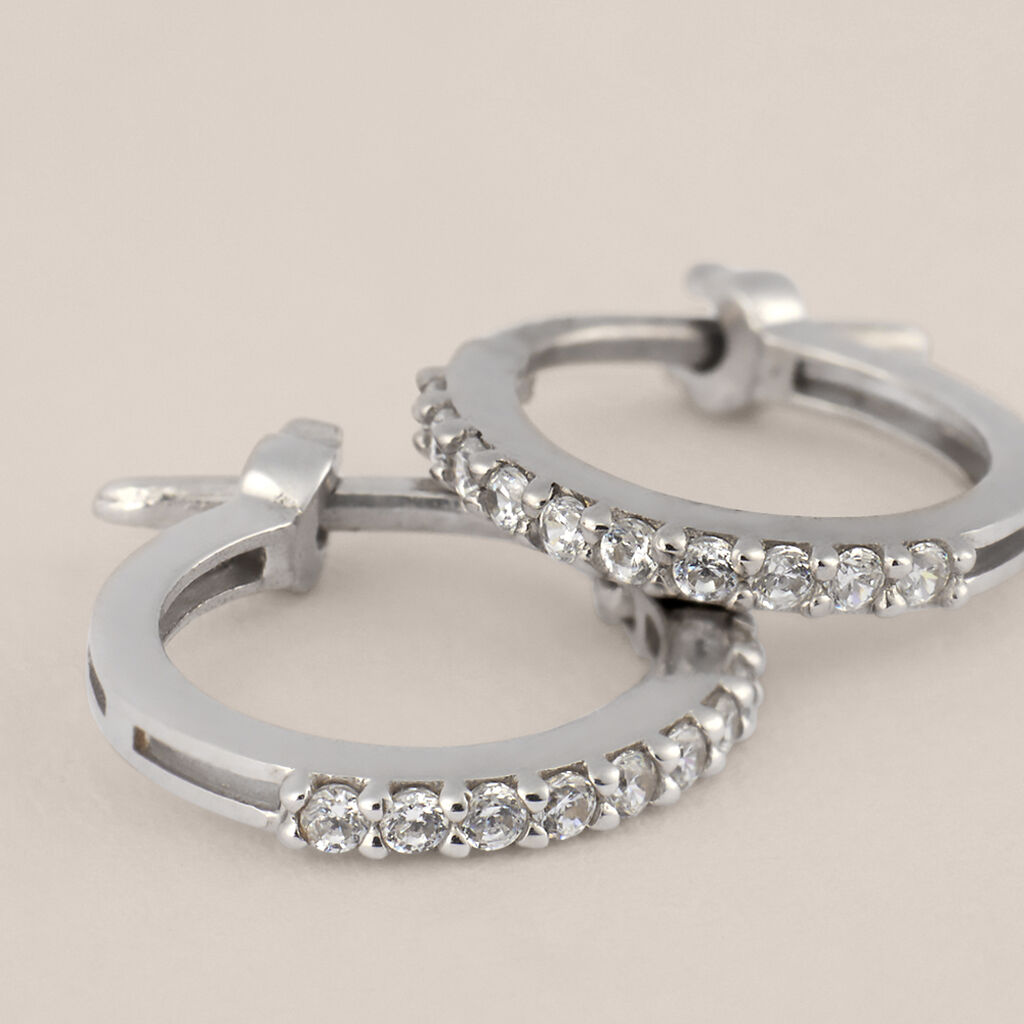 Orecchini A Cerchio Toujours Oro Bianco Cubic Zirconia - Orecchini a Cerchio Donna | Stroili