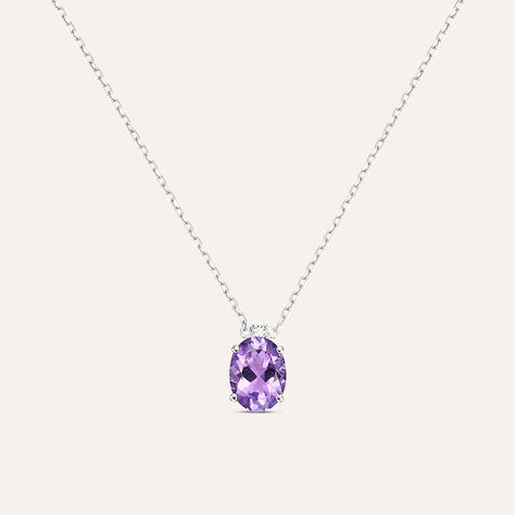 Collana Punto Luce Am&eacute;lie Oro Bianco Ametista Cubic Zirconia - Collane Punto Luce Donna | Stroili