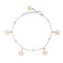 Bracciale charms fiore in acciaio bicolore e cristalli