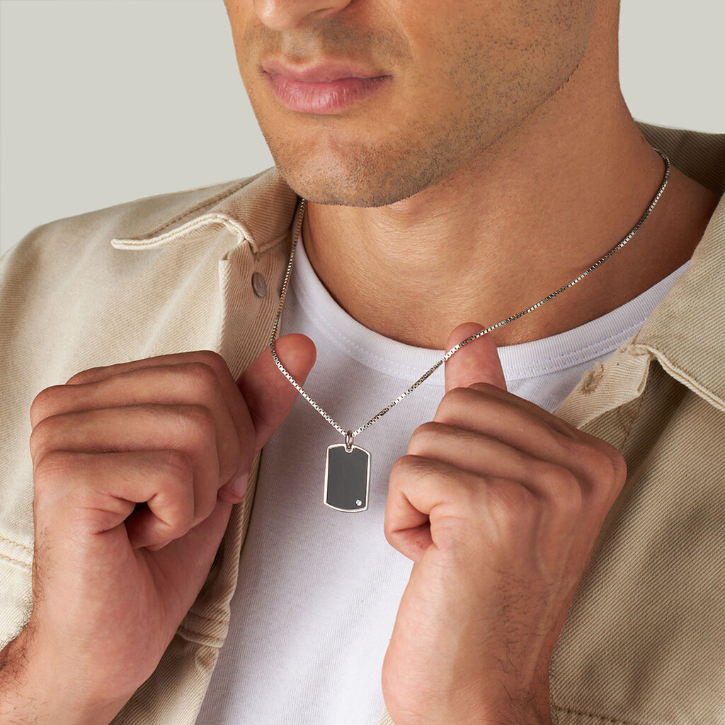 Collana Gentleman Argento Rodiato Cubic Zirconia - Collane Uomo | Stroili