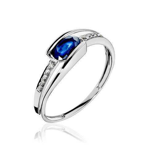 Anello Charlotte Oro Bianco Zaffiro Diamante - Anelli con Pietre Donna | Stroili