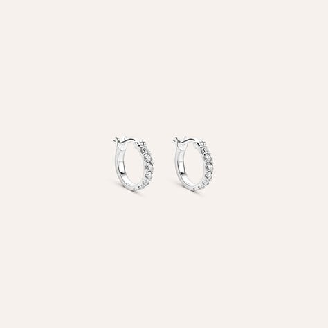 Orecchini A Cerchio Diamade Oro Bianco Diamante - Orecchini a Cerchio Donna | Stroili