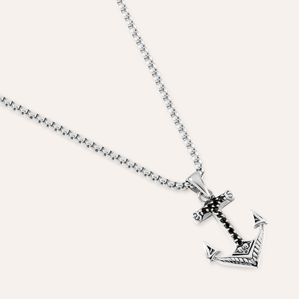 Collana Man Code Acciaio Cubic Zirconia