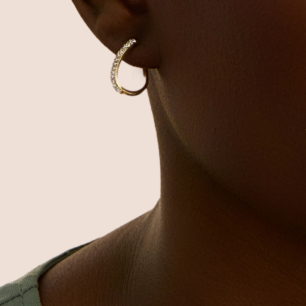 Orecchini A Cerchio Crystal Gold Oro Giallo Cristallo - Orecchini a Cerchio Donna | Stroili